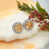 Silver Champagne Crystal Round Studs