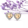 Silver Champagne Crystal Heart Studs