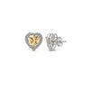 Silver Champagne Crystal Heart Studs