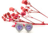 Silver Violet Vista Heart Studs