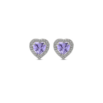 Silver Violet Vista Heart Studs