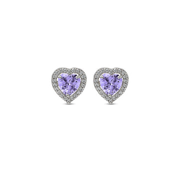 Silver Violet Vista Heart Studs