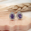 Silver Violet Vista Pear Studs