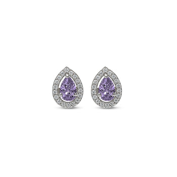 Silver Violet Vista Pear Studs