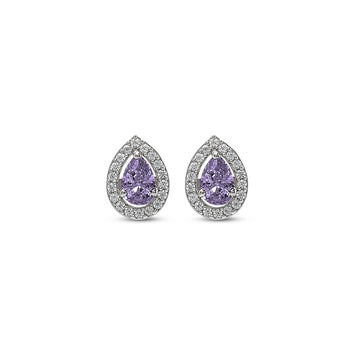 Silver Violet Vista Pear Studs