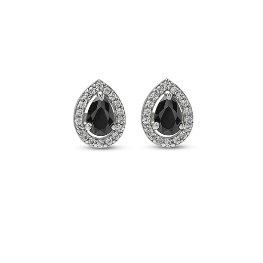 Silver Night Aura Pear Studs