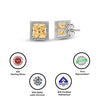 Silver Champagne Crystal Square Studs