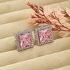 Silver Pink Poise Square Studs