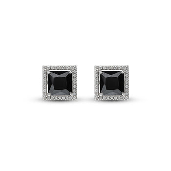 Silver Night Aura Square Studs