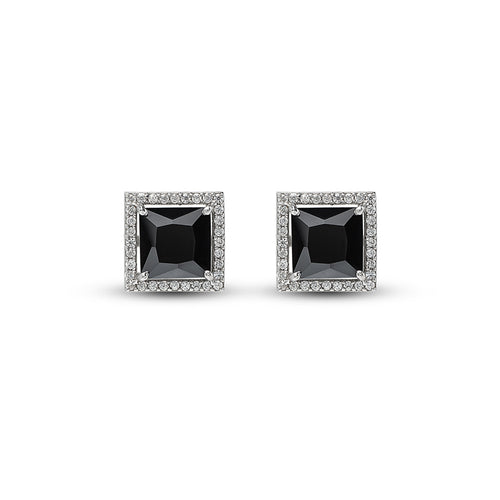 Silver Night Aura Square Studs
