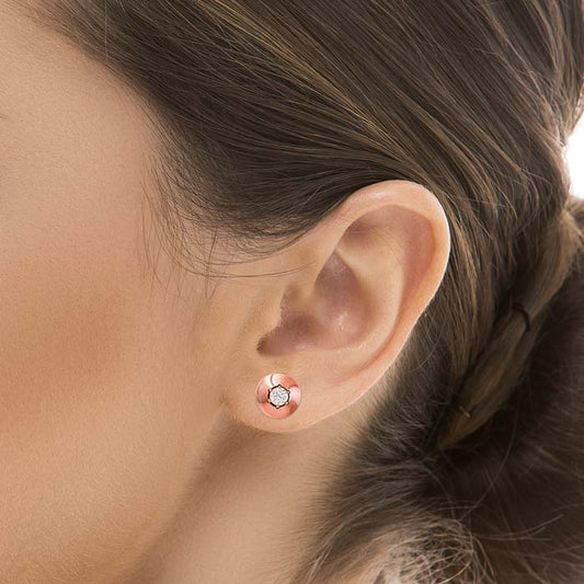 Rose Gold Round Illusion Earrings