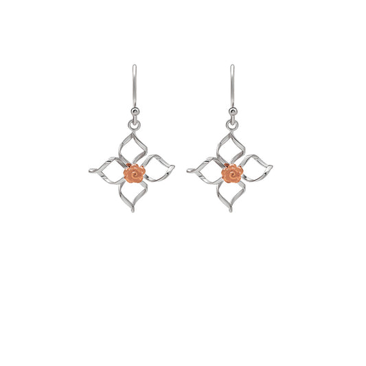 18k Rose Gold Plated Two Tone Silver Daffodil Earrings