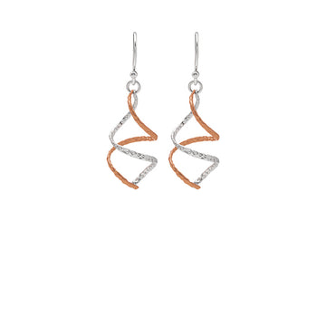 18k Rose Gold Plated Two Tone Silver Spiral Earrings