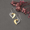 18k Gold Plated Two Tone Silver Royal Heart Earrings