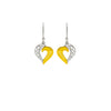 18k Gold Plated Two Tone Silver Royal Heart Earrings
