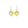 18k Gold Plated Two Tone Silver Royal Heart Earrings