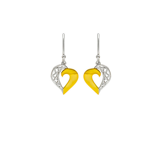 18k Gold Plated Two Tone Silver Royal Heart Earrings