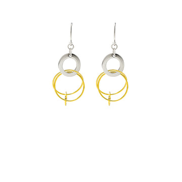 18k Gold Plated Two Tone Silver Eclipes Earrings