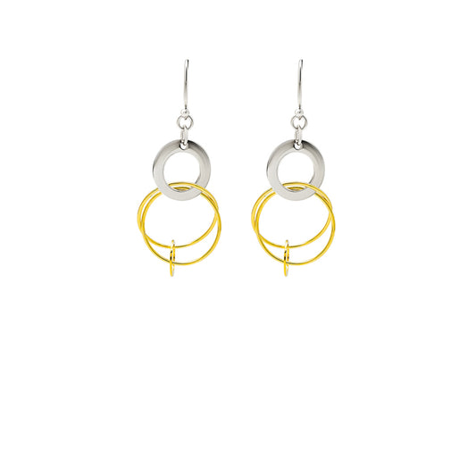 18k Gold Plated Two Tone Silver Eclipes Earrings