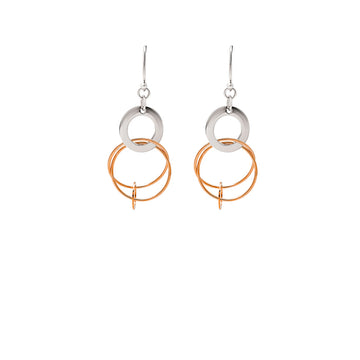 18k Rose Gold Plated Two Tone Silver Eclipes Earrings