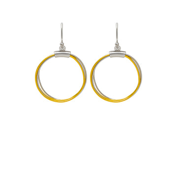 18k Gold Plated Two Tone Silver Modern Hoop Earrings