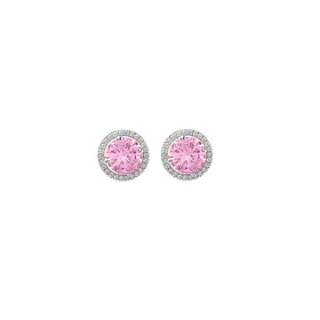 Silver Pink Poise 6mm Round Studs