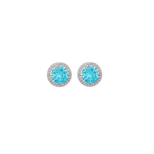 Silver Blue Eternity 6mm Round Studs