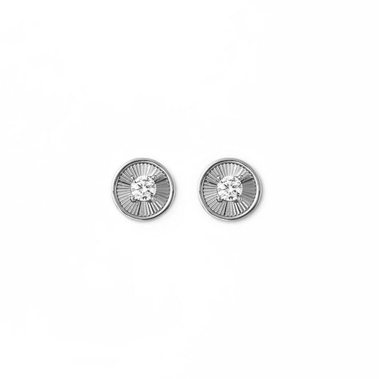 Silver Stone Rim Earrings