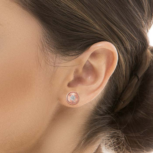 Rose Gold Stone Rim Earrings