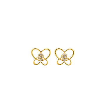18k Gold Plated Silver Delicate Butterfly Earrings