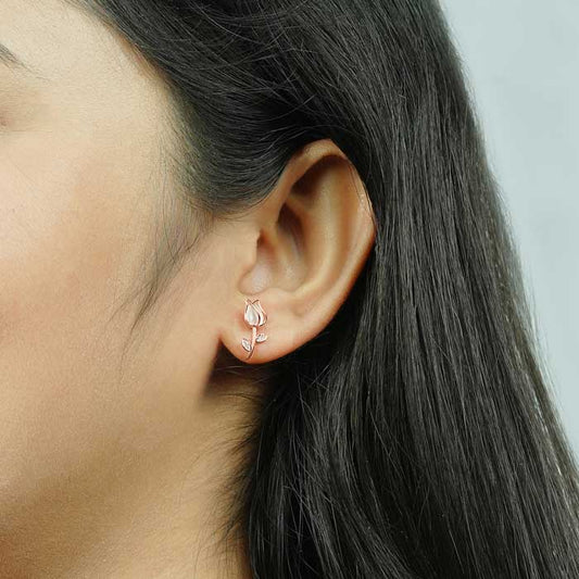 Rose Gold Rose Petal Earrings