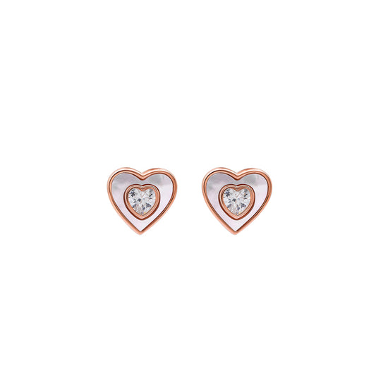 Rose Gold Shiny Heart Studs