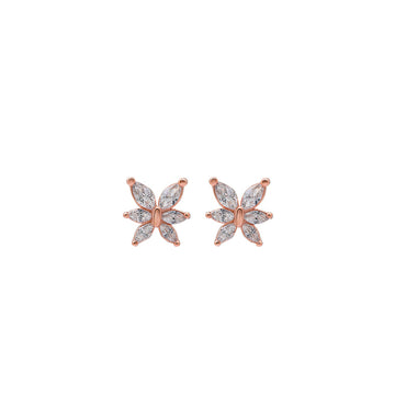 Rose Gold Tiny Lotus Bloom Earrings