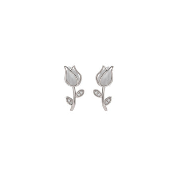 Silver Rose Petal Earrings