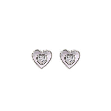 Silver Shiny Heart Studs