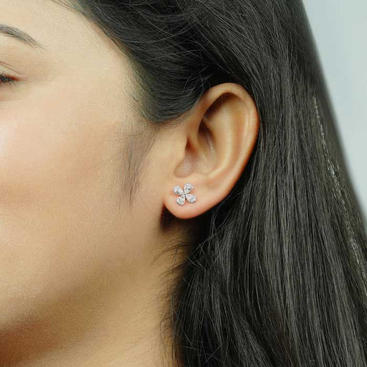 Silver Tiny Petal Earrings
