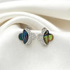 Silver Crystal Clover Earrings (MOP)