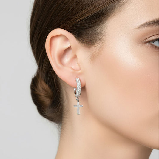 Silver Cross Earrings