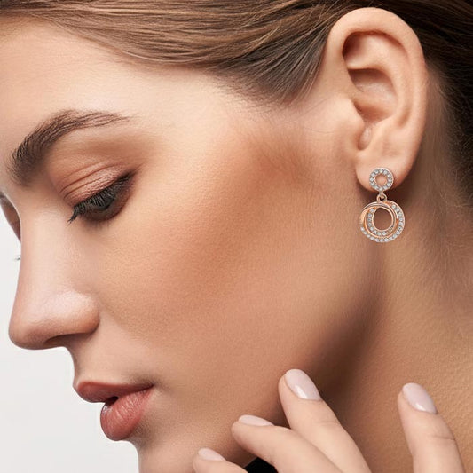 Rose Gold Tiny Orbit Earrings