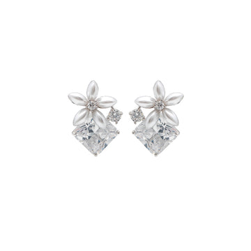 Silver Pearly Petal Earrings