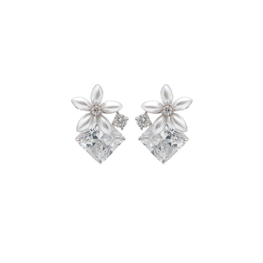 Silver Pearly Petal Earrings