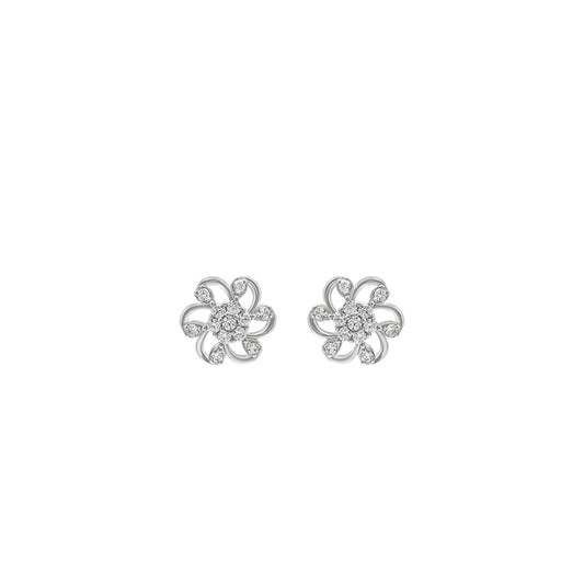 Silver Flora Twist Earrings