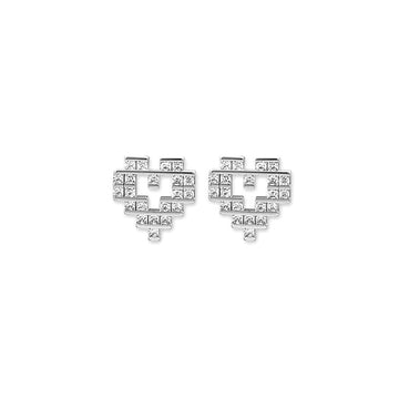 Silver Digital Love Earrings