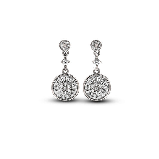 Silver Wheel Dangle Earrings