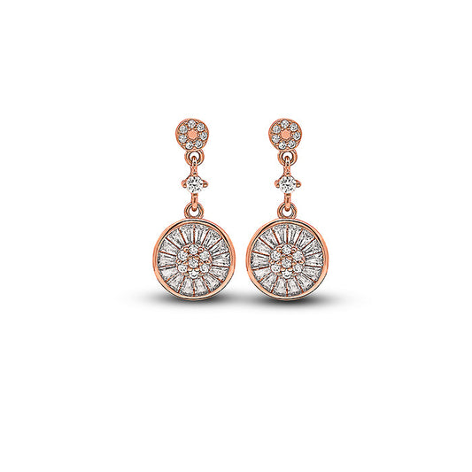 Rose Gold Wheel Dangle Earrings