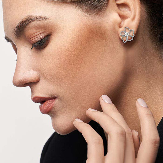 Silver Flora Pearl Earrings