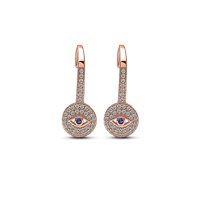 SWAROVSKI SYMBOLIC EVIL EYE STUD EARRINGS BLUE CENTRE WITH CLEAR CRYSTAL  SURROUND ROSEGOLD TONE PLATED  Jewelry from Adams Jewellers Limited UK