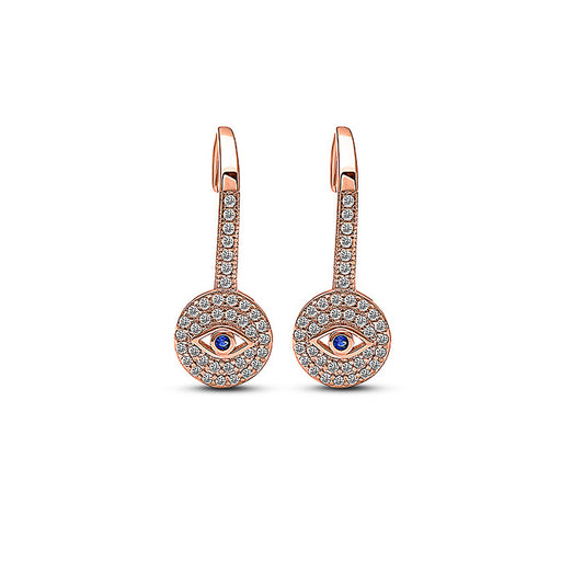 Rose Gold Evil Eye Droop Earrings