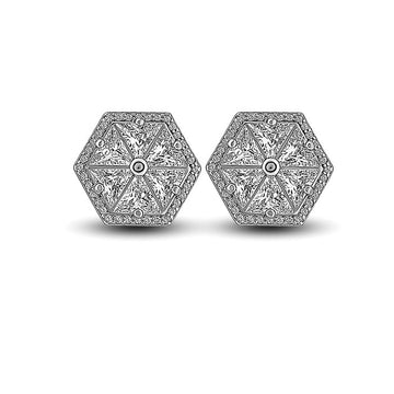 Silver Crystal Hexa Earrings