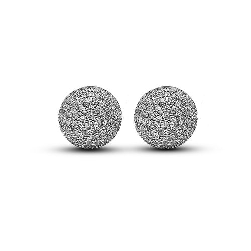 Silver Crystal Globe Studs